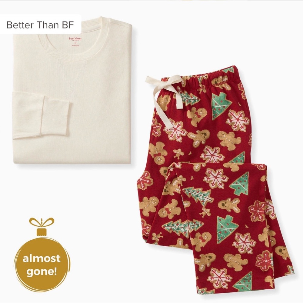 Burts Bee Baby Uni Sex Festive Pajama Set - Red and Cream